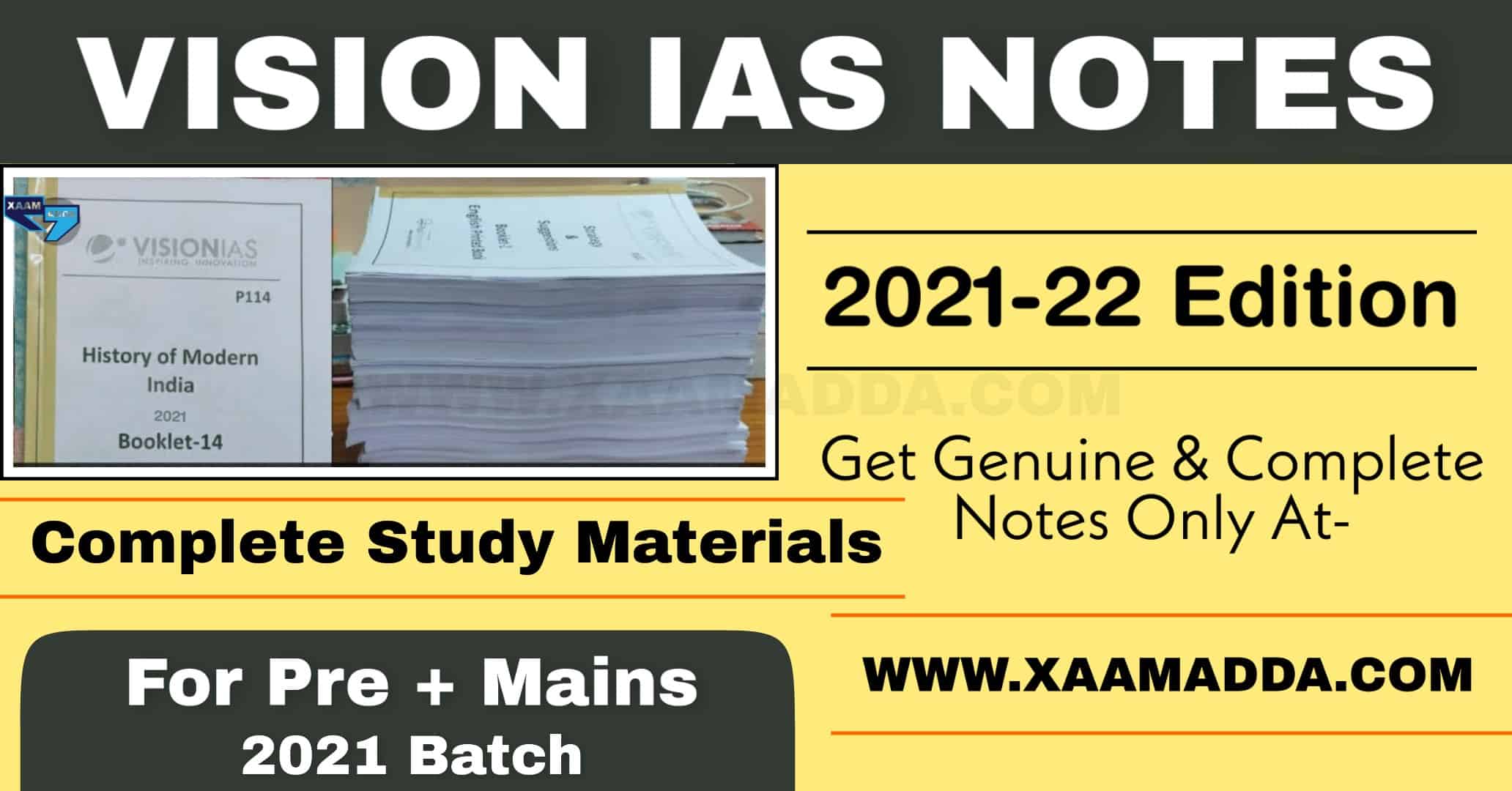 Vision IAS Notes PDF Study Material English & Hindi XaamAdda